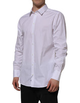 Dolce & Gabbana White Cotton GOLD Long Sleeves Formal Shirt