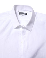Dolce & Gabbana White Cotton GOLD Long Sleeves Formal Shirt