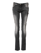 Acht Dark Gray Cotton Slim Fit Denim Low Waist Denim Jeans