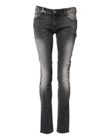 Acht Dark Gray Cotton Slim Fit Denim Low Waist Denim Jeans