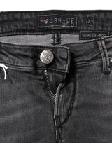 Acht Dark Gray Cotton Slim Fit Denim Low Waist Denim Jeans