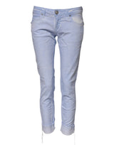 Acht Light Blue Cotton Slim Fit Denim Low Waist Denim Jeans