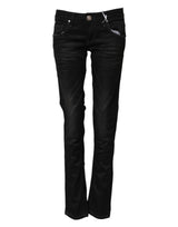 Acht Black Cotton Slim Fit Denim Low Waist Denim Jeans