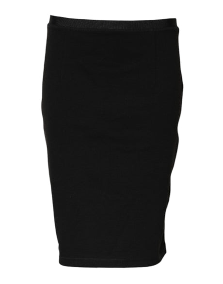 GF Ferre Black Polyester Pencil Cut Knee Length Skirt