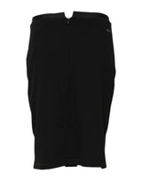 GF Ferre Black Polyester Pencil Cut Knee Length Skirt