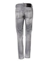 Dsquared² Gray Washed Mid Waist Tapered Denim Jeans
