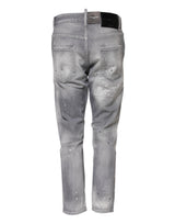 Dsquared² Gray Washed Mid Waist Tapered Jeans
