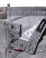 Dsquared² Gray Washed Mid Waist Tapered Jeans