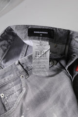 Dsquared² Gray Washed Mid Waist Tapered Jeans