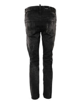 Dsquared² Black Washed Mid Waist Tapered Denim Jeans