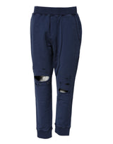 Dsquared² Blue Cotton Mid Waisted Jogger Pants