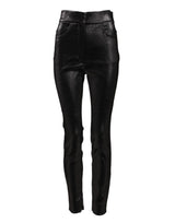Dolce & Gabbana Black Cotton Stretch Silver Lurex Thread Pants