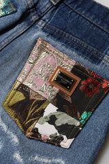 Dolce & Gabbana Blue Cotton Tattered High Waist Denim Jeans
