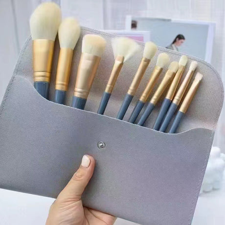 10-Piece Makeup Brush Set with Fan Brush by GUJHUI