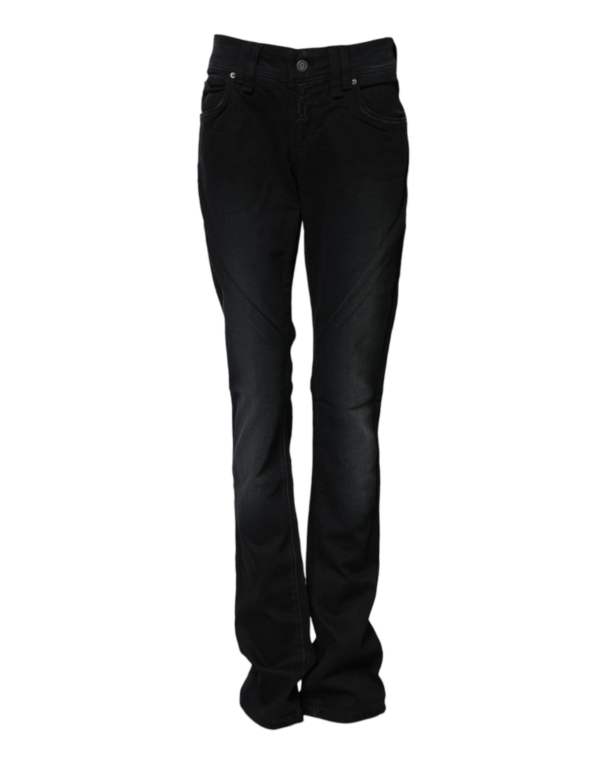 John Galliano Black Cotton Mid Waist Tapered Denim Jeans