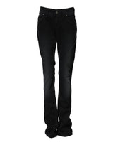 John Galliano Black Cotton Mid Waist Tapered Denim Jeans