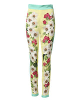 Dolce & Gabbana Yellow Silk Floral Leggings Pants