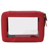 SANHECUN Toiletry bag waterproof cosmetic organizer with handle large opening for travelling car organizers (Red)