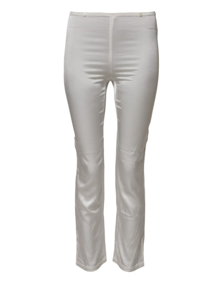 Dolce & Gabbana Ivory Silk Tapered High Waist Pants