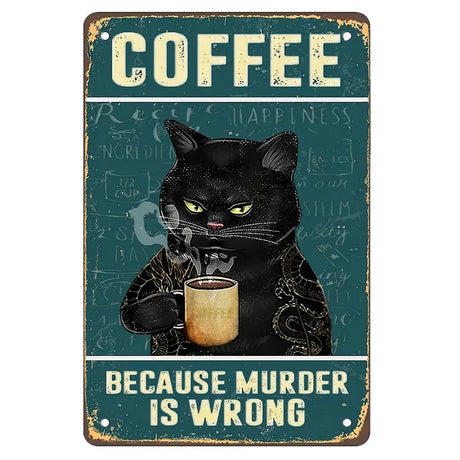 Vintage Cat Metal Sign (8" X 12") for Home Decor