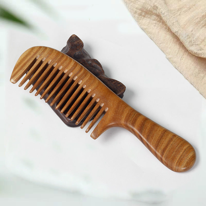 Sandalwood Hair Comb - Green Wooden Meridian Comb