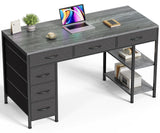 Huuger Computer Desk with 6 Drawers 47 Inch Office Desk with Shelves Reversible Gaming Desk Corner Desk with Storage Work Desk for Home Office Study Living Room Gray