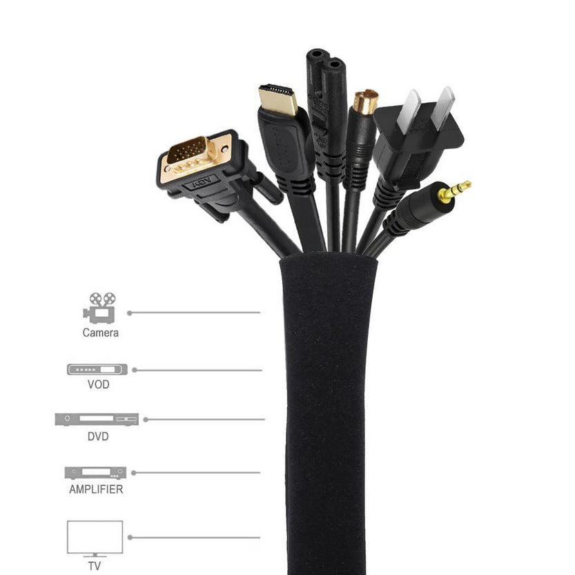 Cable Management Set with Zippered Organizer Sleeve