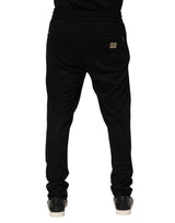 Dolce & Gabbana Black Viscose Skinny Logo Men Jogger Pants
