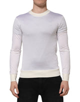 Dolce & Gabbana White Silk Crew Neck Long Sleeves T-shirt