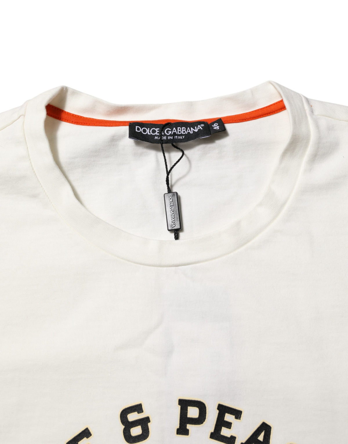 Dolce & Gabbana White Love Peace Cotton Men Crew Neck T-shirt