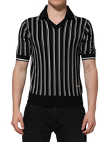 Dolce & Gabbana Black White Stripes Collared Polo T-shirt