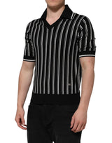 Dolce & Gabbana Black White Stripes Collared Polo T-shirt