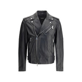 Dsquared² Black Calf Leather Bos Taurus Biker Jacket