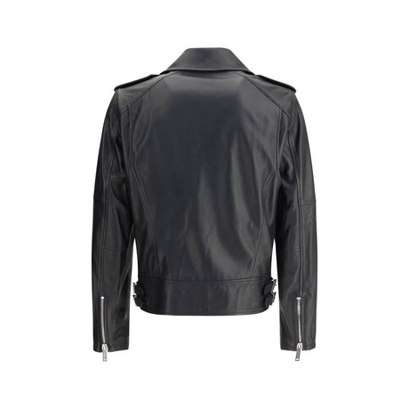 Dsquared² Black Calf Leather Bos Taurus Biker Jacket
