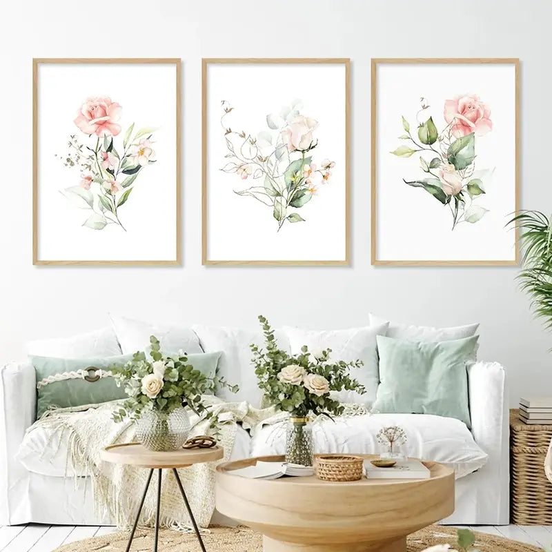 3pcs Floral Leaf Canvas Wall Art for Home Decor