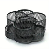 Rotating Plum Blossom Metal Desktop Storage Organizer
