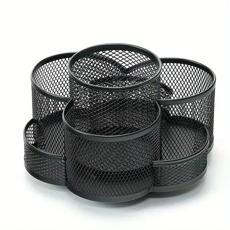 Rotating Plum Blossom Metal Desktop Storage Organizer