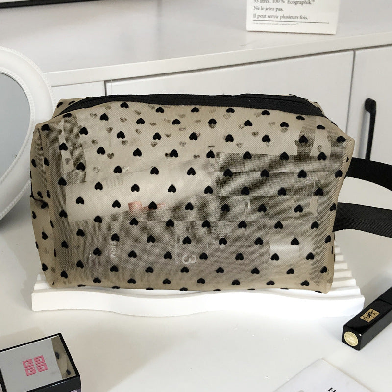 New Ins Heart Velvet Makeup Bag for Girls (Large Capacity)