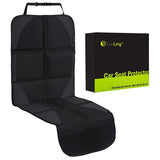 Lukling Car Seat Protector with Thickest and Largest Pad for Leather Seats in Luxury Cars ­- 2 Mesh Organizer Pockets -­ Works Great with Children and Pets (Black with Black Stitching)