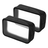 ProCase [2 Pack] TSA Approved Travel Toiletry Bag Pouch Matte Clear Quart Size Bag Carry-On Airport Airline Compliant Bag Travel Makeup Cosmetic Bag for Toiletries Liquids Creams Cosmetics -Black