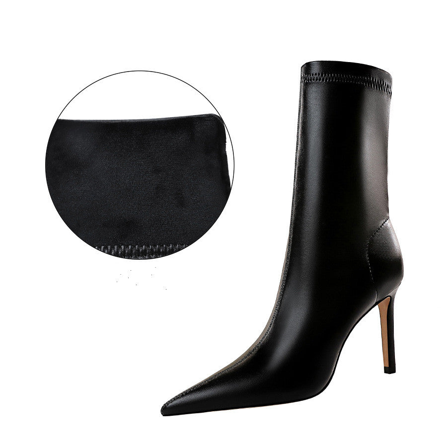 Pointed High-Heeled Sexy Short Boots for Women