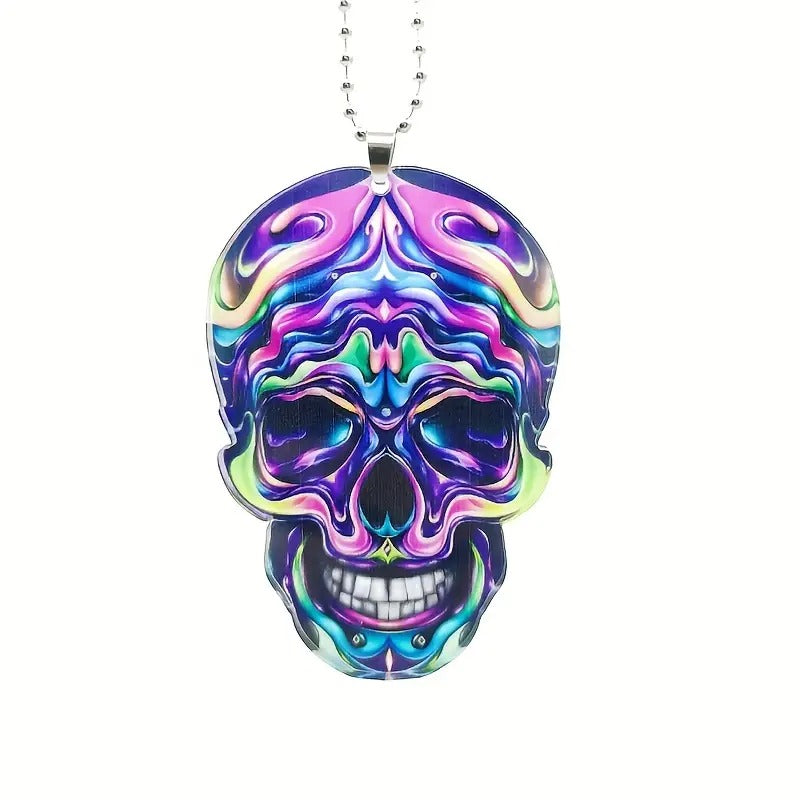 Neon Skull Acrylic Pendant for Car and Bag Accessories