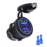 MICTUNING Dual USB Charger 4.2A with Blue Light Compatible for Cell Phone Tabet GPS for Car Boat Motorcycle Marine