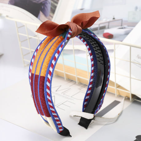Korean Style Plaid Bow Headband Hair Accessory