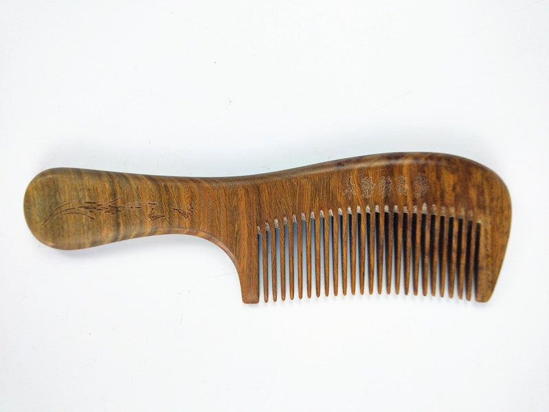 Sandalwood Hair Comb - Green Wooden Meridian Comb