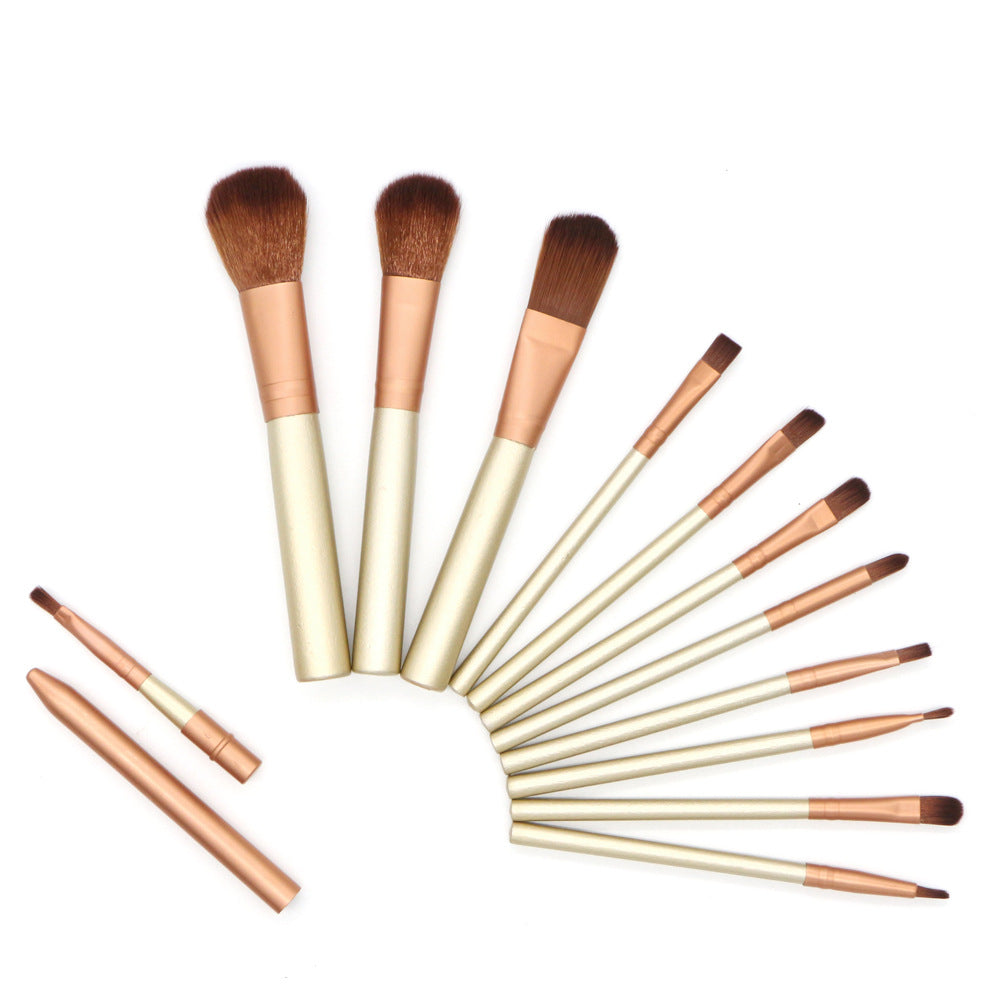 Iron Box Set, 12-Piece Gold Makeup Brush Kit