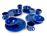 GSI Outdoors Camp Table Set for 4 I Includes Enamel Pioneer Plates Bowls & Coffee Mugs for Camping Outdoors RV