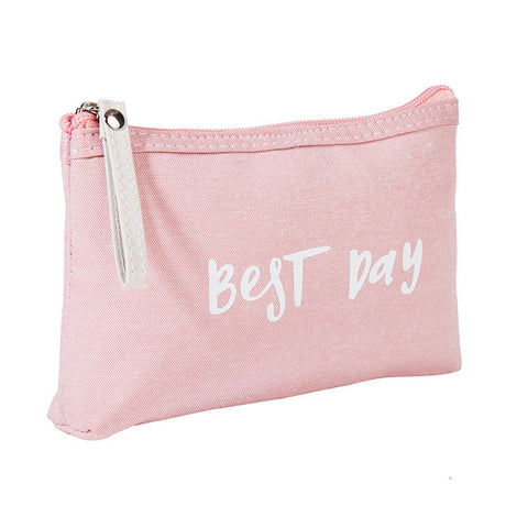 Letter Flower Print Canvas Makeup Bag for Women