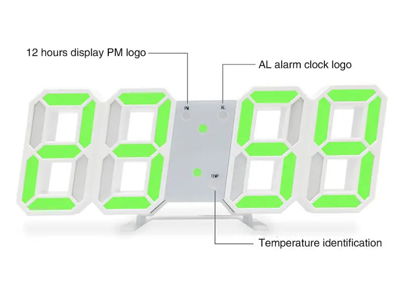LED Digital Wall Clock with Alarm - Home Decor Item