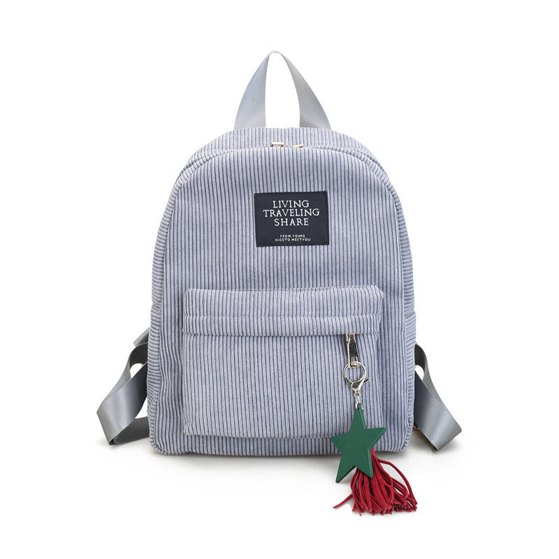 Women's Canvas Fringe Bucket Travel Backpack with Charm
